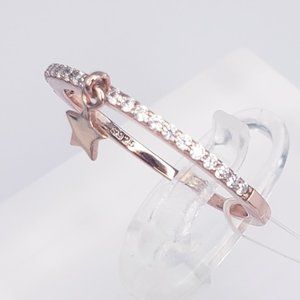 New 18K Rose Gold Plated Dangling Star Ring with Cubic Zirconia